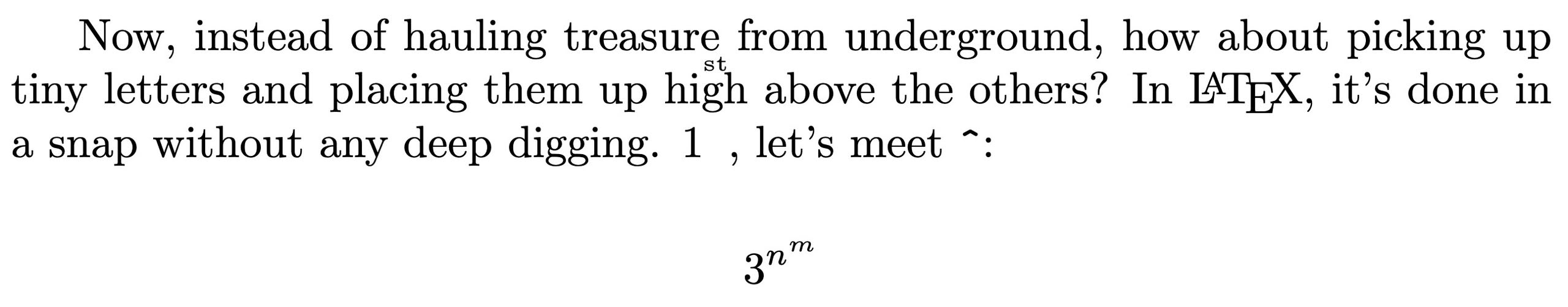 Using ^ for superscript in LaTeX